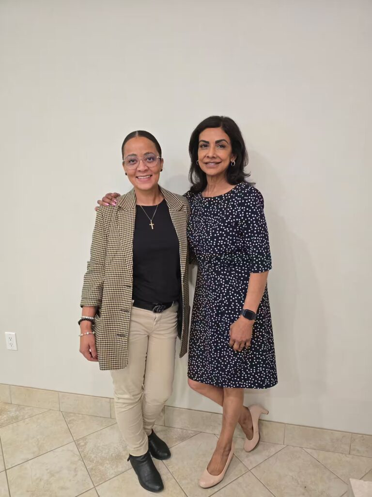 Executive Director of Humboldt Chamber Vircia with Prabha Ramaswamy, Chief Executive Officer, SK Chamber of Commerce at the AGM 2025